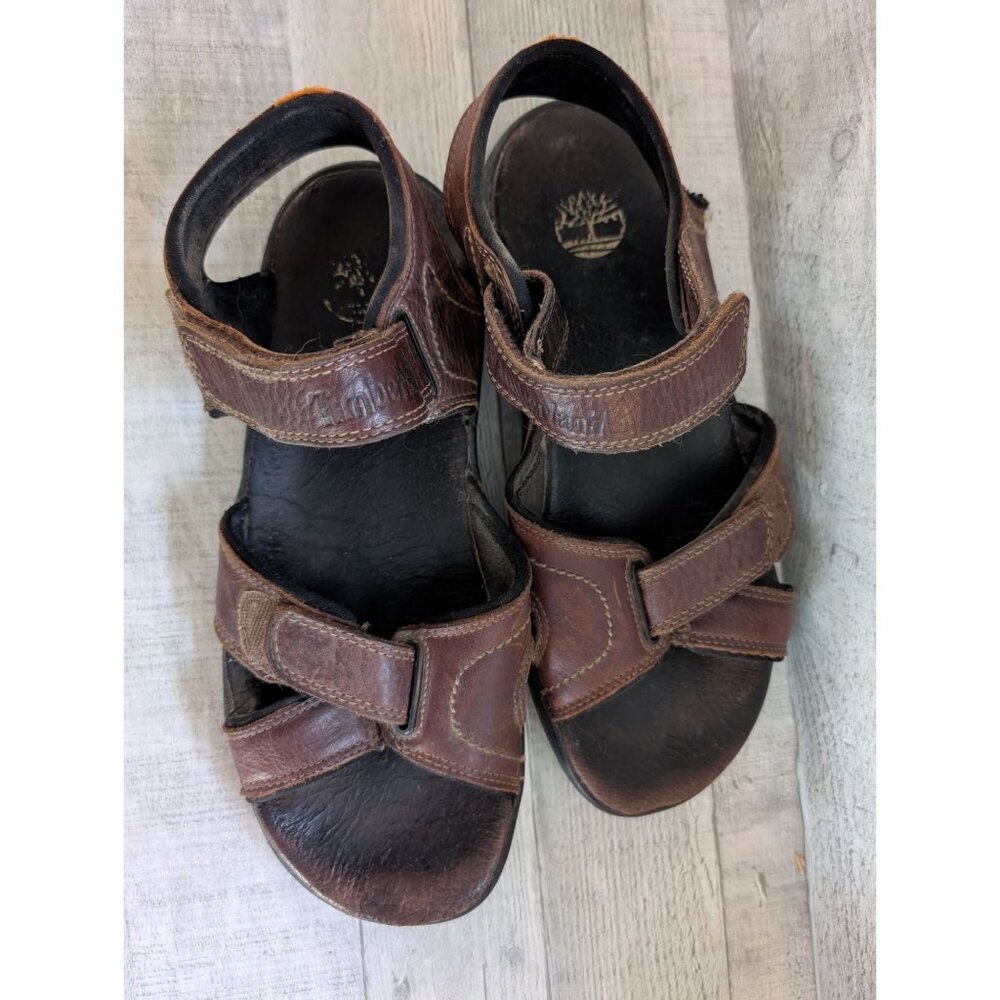 Mens Timberland Brown Leather Sandals With Adjustable Straps Size 10M